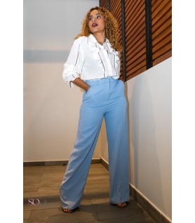 Pantalon tailleur bleu ciel