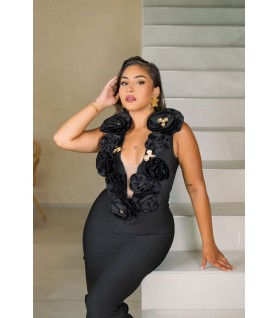 Robe bandage ROSALÍA DEL FUEGO noire